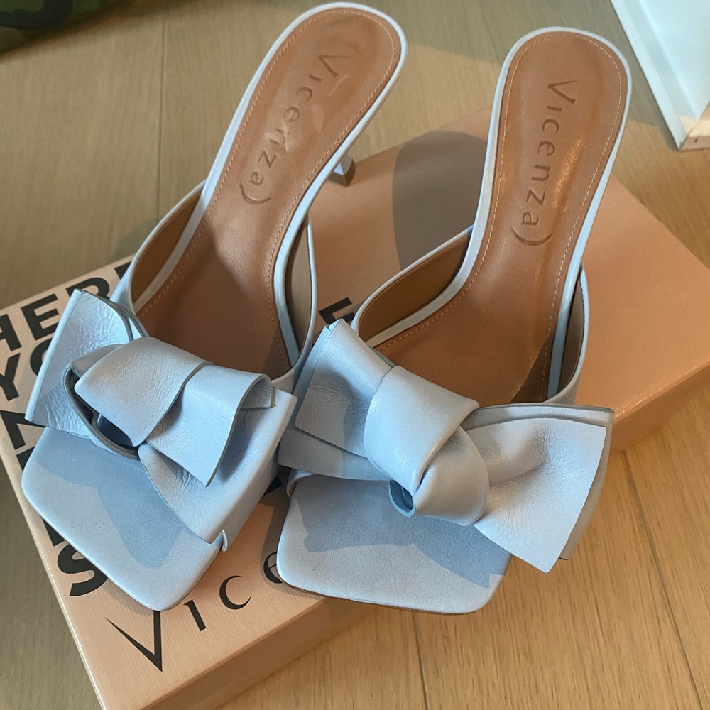 BHLDN Vicenza blue leather heel. Never worn!